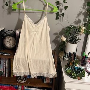 Cream Tank with Lace Trim